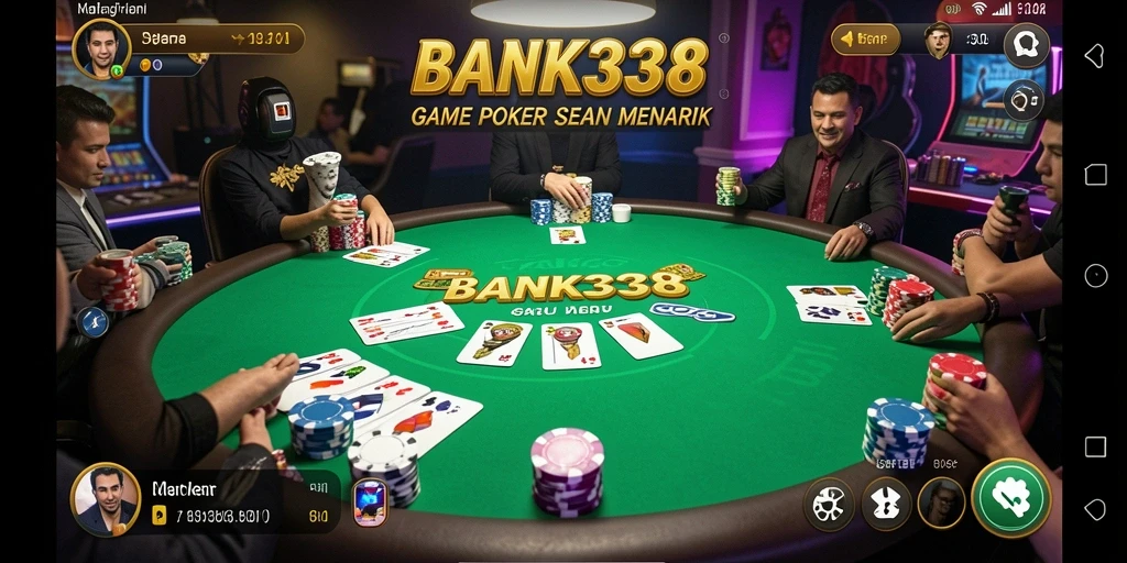 Tampilan gameplay Poker yang menegangkan di BANK338.