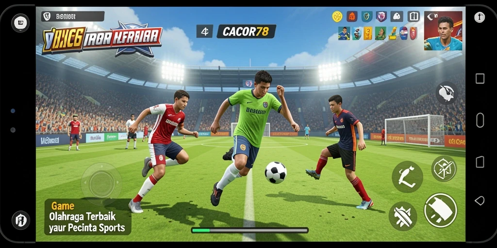 Tampilan gameplay seru dalam CACOR78 yang menggambarkan berbagai olahraga.