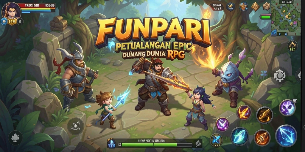 Screenshot gameplay <strong>FUNPARI</strong> menampilkan aksi pertempuran seru.