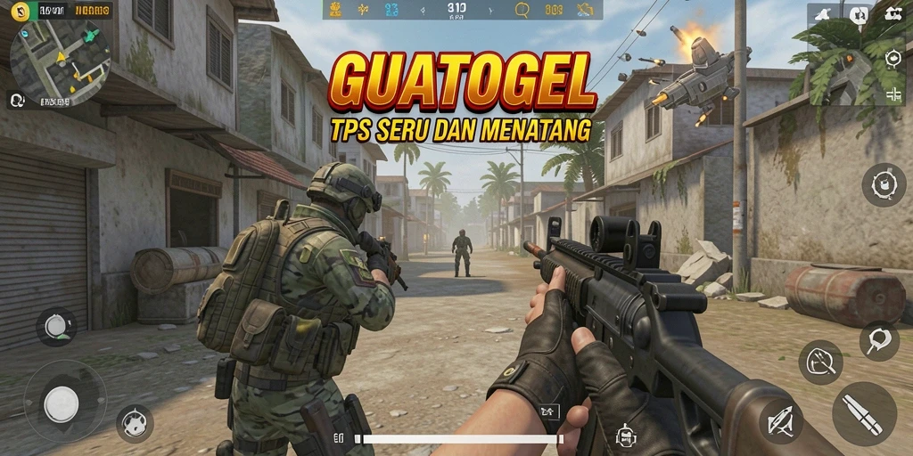 Tangkapan layar gameplay GUATOGEL dengan aksi seru di medan perang.