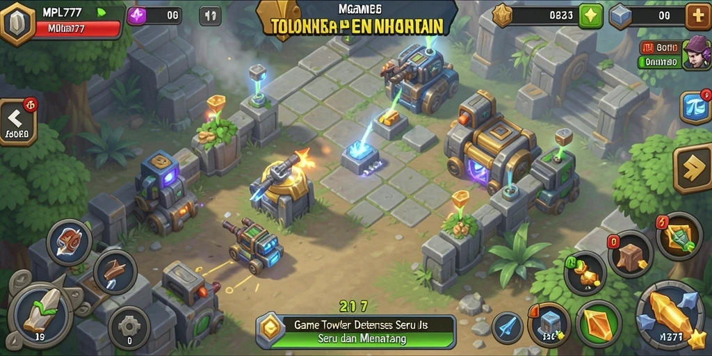 Screenshot gameplay MPL777 menunjukkan aksi menawan dalam Tower Defense.