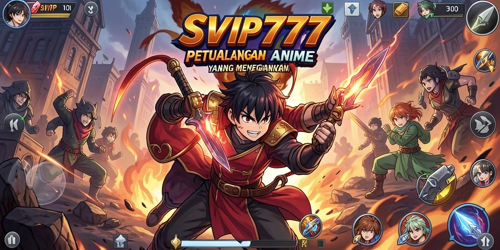 Gameplay SVIP777 menampilkan pertempuran seru dengan karakter anime.