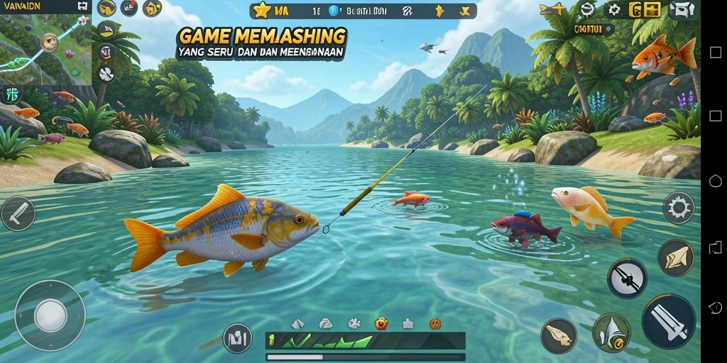 Tampilan gameplay VANTAIDN yang menampilkan pengalaman memancing yang realistis.